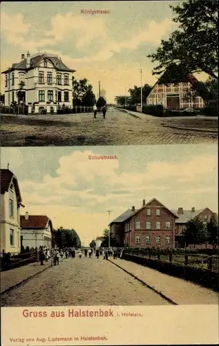 Ak Halstenbek in Holstein, Königstraße, Schulstraße