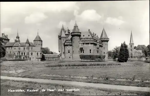 Ak Haarzuilens Vleuten Utrecht Niederlande, Kasteel de Haar mit Rosengarten