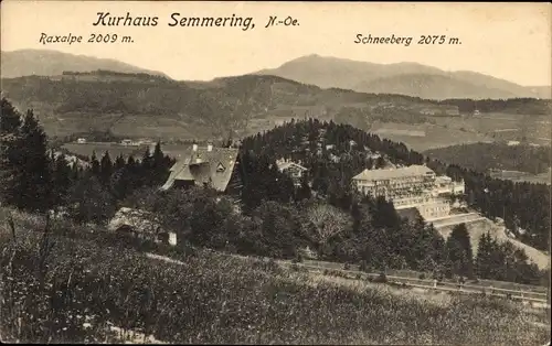 Ak Semmering in Niederösterreich, Kurhaus, Raxalpe, Schneeberg