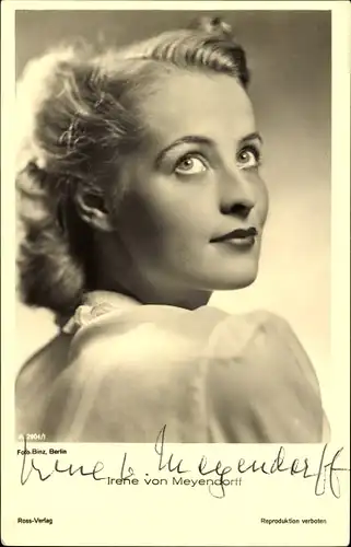 Ak Schauspielerin Irene von Meyendorff, Portrait, Autogramm