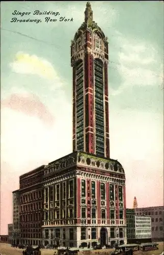 Ak New York City USA, Singer-Gebäude, Broadway