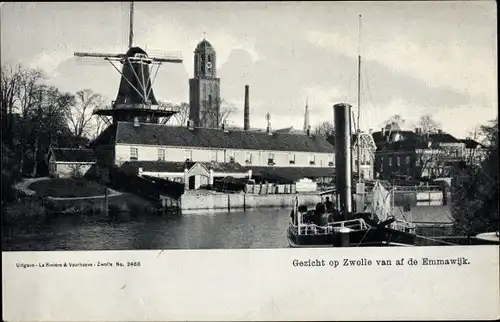 Ak Zwolle Overijssel Niederlande, Blick auf Zwolle vom Emmawijk, Mühle