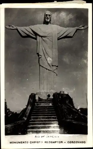 Ak Rio de Janeiro Brasilien, Denkmal Christo Redemptor Corcovado