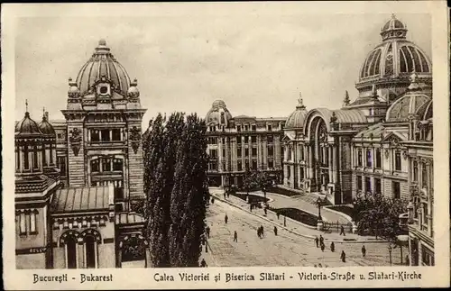 Ak București Bukarest Rumänien, Victoriastraße, Slatari-Kirche