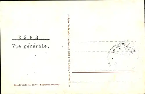 Ak Cheb Eger Reg. Karlsbad, Gesamtansicht, Egertal