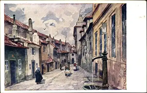 Künstler Ak Engelmüller, Ferd., Praha Prag, Goldene Gasse