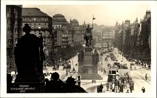 Ak Praha Prag Tschechien, Wenzelsplatz, Denkmal