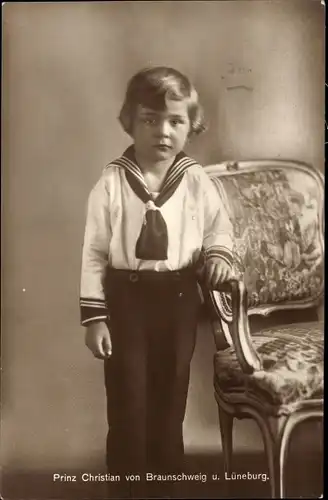 Ak Prinz Christian von Braunschweig und Lüneburg, Portrait in Matrosenanzug