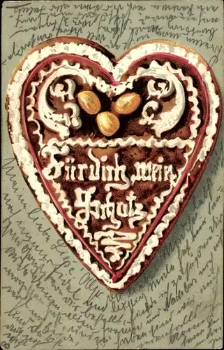 Präge Litho Für Dich mein Schatz, Lebkuchen-Herz