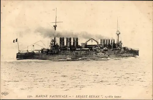 Ak Französisches Kriegsschiff, Marine Militaire, Ernest Renan, Cuirassé