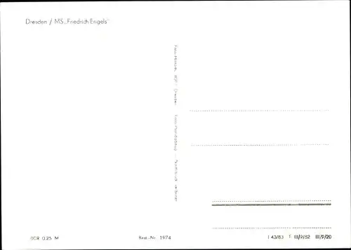 Ak Fahrgastschiff MS Friedrich Engels auf der Elbe, Dresden