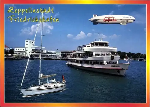 Ak Friedrichshafen am Bodensee, Fährhafen, Zeppelin, Zeppelin-Museum, Ausflugsschiff
