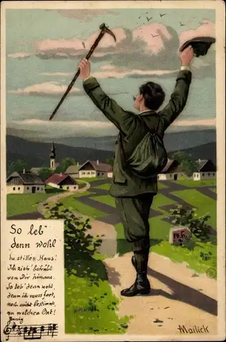 Künstler Litho Mailick, Wanderer, So leb' denn wohl