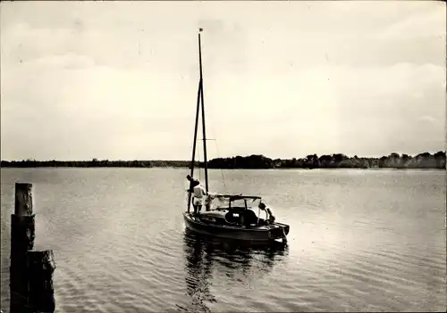 Ak Kirchmöser Brandenburg an der Havel, Ausblick von der HOG Gränert auf den Möser See, Segelboot