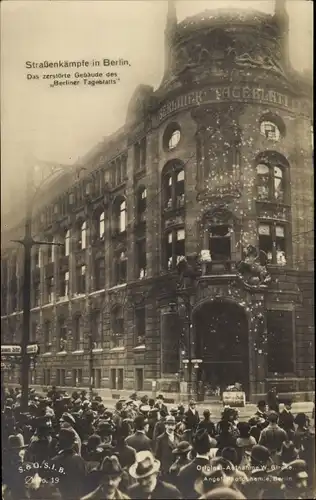 Ak Berlin, Große Straßenkämpfe, Zerstörtes Gebäude des Berliner Tageblatt