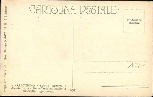 Künstler Ak Arlecchino, Nato a Bergamo