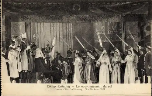 Ak Soufflenheim Sufflenheim Bas Rhin, Königs-Krönung, Jeanne d'Arc-Aufführung