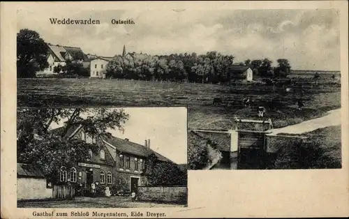 Ak Weddewarden Bremerhaven, Ostseite, Schleuse, Gasthof Schloss Morgenstern