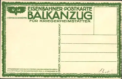 Ak Kuk Soldaten, Eisenbahner, Balkanzug, Schienenbau, I WK