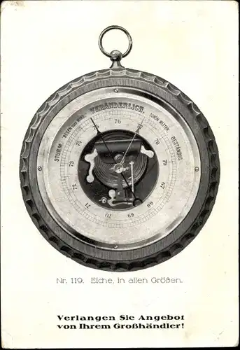 Ak Stäcker & Olms Barometer-Fabrik Hamburg 6, Barometer Nr. 119, Eiche