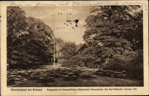 Ak Oberneuland Hansestadt Bremen, Restaurant Höpkensruh, Garten