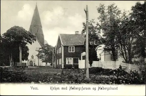 Ak Voss Norwegen, Kirken med Helbergsfuruen og Helbergshuset