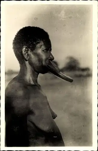 Ak Kiabe Tschad, Frau mit Lippenteller