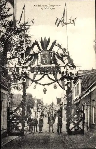 Ak Oudshoorn Südholland Niederlande, Dorpstraat, 1909