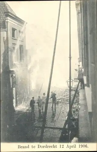 Ak Dordrecht Südholland Niederlande, Feuer, 12. April 1906