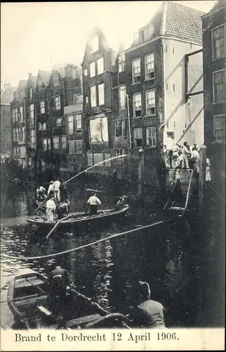 Ak Dordrecht Südholland Niederlande, Brand, 12. April 1906