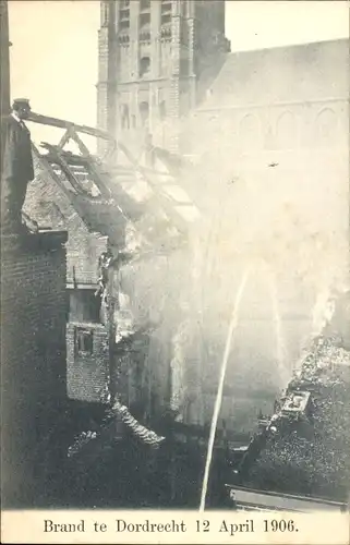 Ak Delft Südholland Niederlande, Brand, 12. April 1906