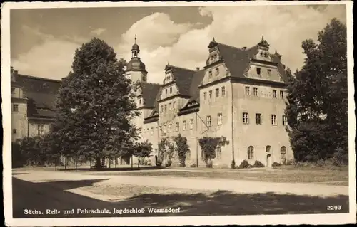 Ak Wermsdorf in Sachsen, Jagdschloss, Sächsische Reit- und Fahrschule