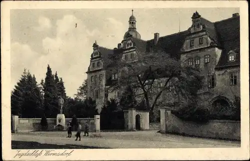 Ak Wermsdorf in Sachsen, Jagdschloss, Denkmal