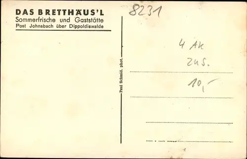 Ak Johnsbach Glashütte im Osterzgebirge, Gaststätte Bretthäusl