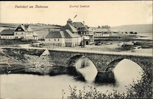 Ak Paulsdorf Dippoldiswalde im Osterzgebirge, Maltersee, Gasthof Seeblick, Brücke