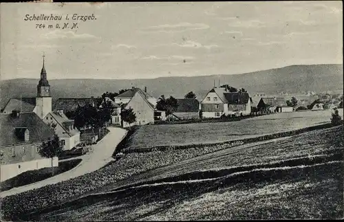 Ak Schellerhau Altenberg im Erzgebirge, Teilansicht, Kirche