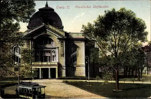 Ak Gera in Thüringen, Fürstliches Hoftheater, Straßenbahn