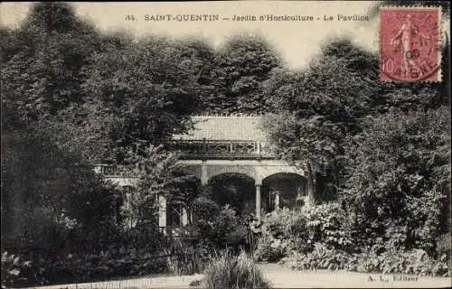 Ak Saint Quentin Aisne, Gartenbaugarten, Le Pavillon