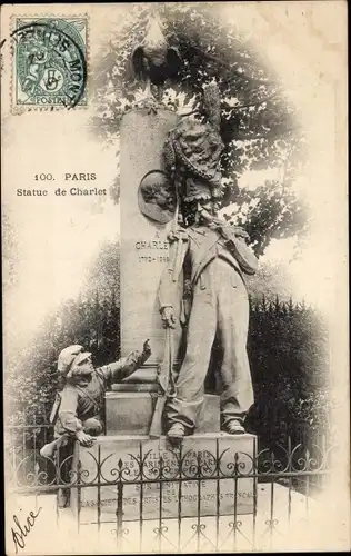 Ak Observatorium Paris XIV, Statue von Charlet