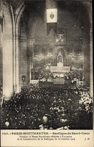 Ak Paris XVIII Montmartre, Kirche Sacre-Coeur, Pontifikalamt, Einweihung 16. Oktober 1919