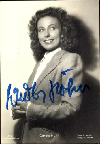 Ak Schauspielerin Carola Höhn, Portrait, Autogramm