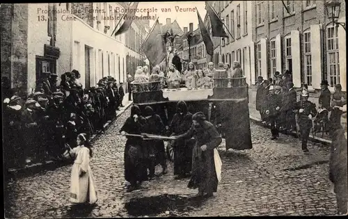 Ak Furnes Veurne Westflandern, Procession de Furnes