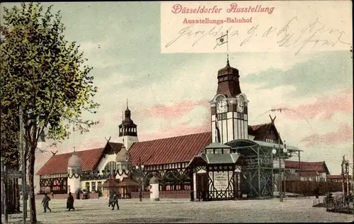 Ak Düsseldorf am Rhein, Ausstellung 1902, Ausstellungs-Bahnhof