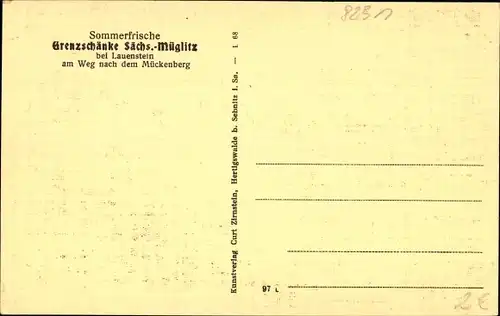 Ak Müglitz Altenberg im Erzgebirge, Gaststätte Grenzschänke