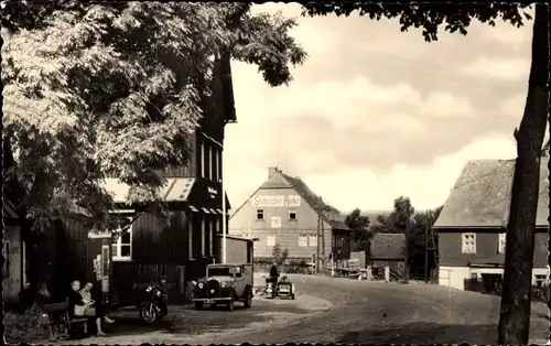 Ak Zinnwald Georgenfeld Altenberg im Erzgebirge, Gasthof Sächsischer Reiter, Auto