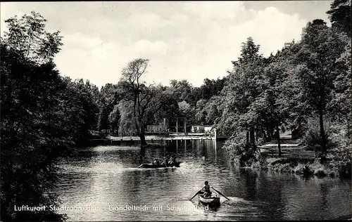 Ak Stadtroda in Thüringen, Gondelteich mit Schwimmbad, Boote