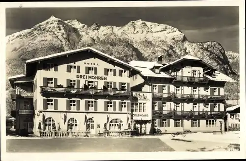 Ak Garmisch Partenkirchen in Oberbayern, Hotel Drei Mohren, Winter