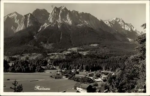 Ak Grainau in Oberbayern, Obergrainau, Untergrainau, Alpspitze, Waxensteine, Riffelwände