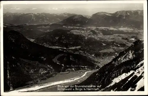 Ak Mittenwald in Oberbayern, Blick von der Brunnsteinspitze, Panorama