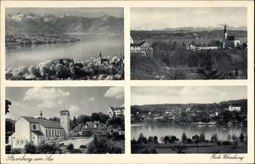 Ak Starnberg am Starnberger See Oberbayern, Teilansichten, Kirche